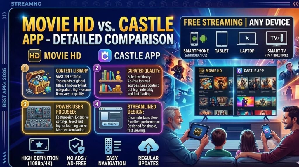 Movie HD vs Castle App Detailed Comparison (2026) 1 movie hd vs castle apk